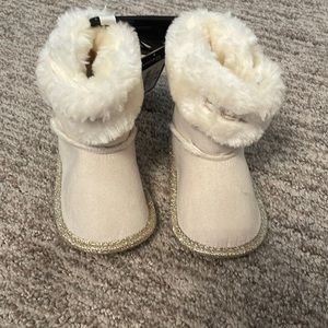 Baby white Bebe boots. Never worn. Size 4